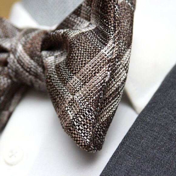 New Men's Self-tied Bow Tie 100%Silk Big Butterfly Grey Plaid S650 - Picture 8 of 13